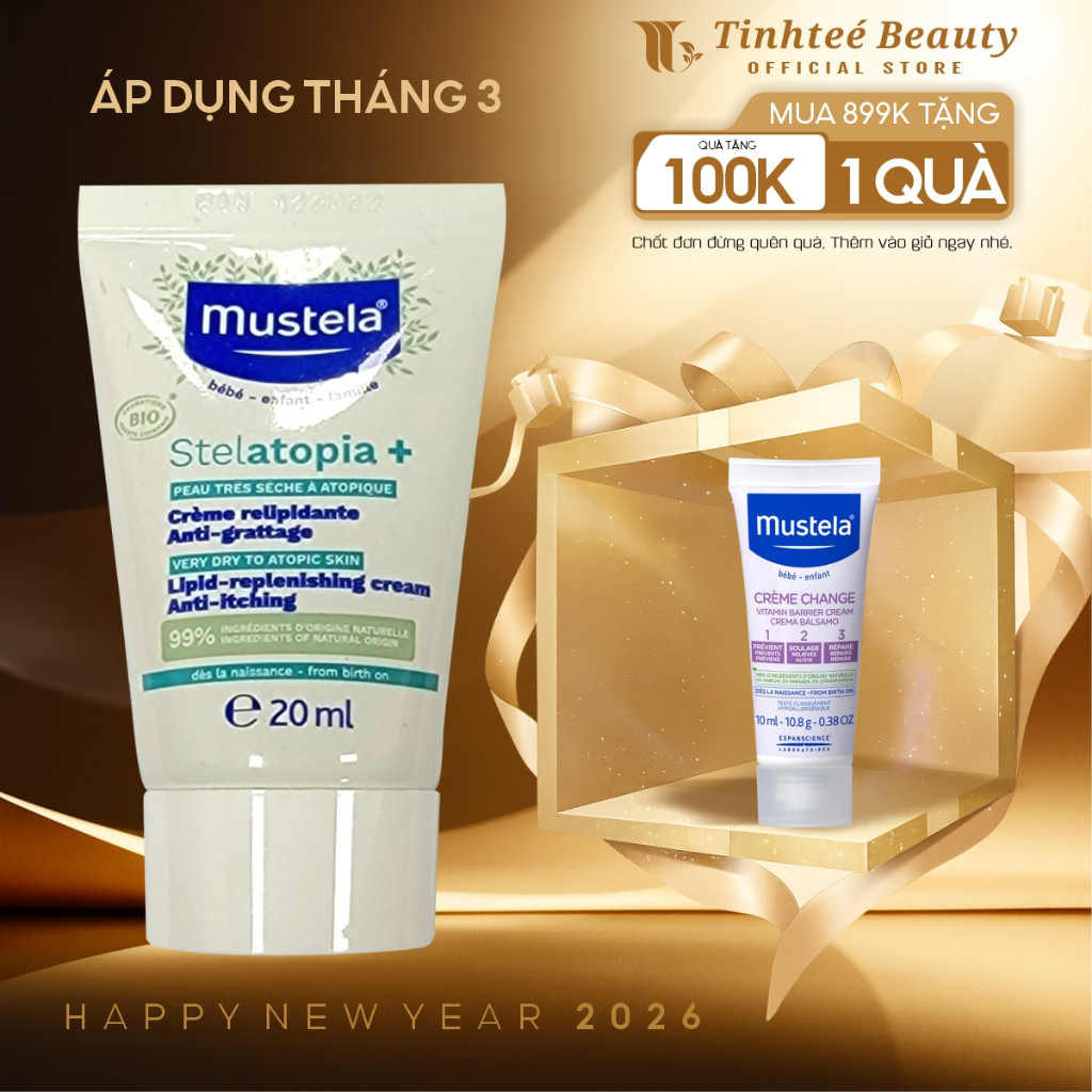 Kem dưỡng da toàn thân cho da chàm thể tạng Mustela STELATOPIA+ LIPID-REPLENIISHING 20ML