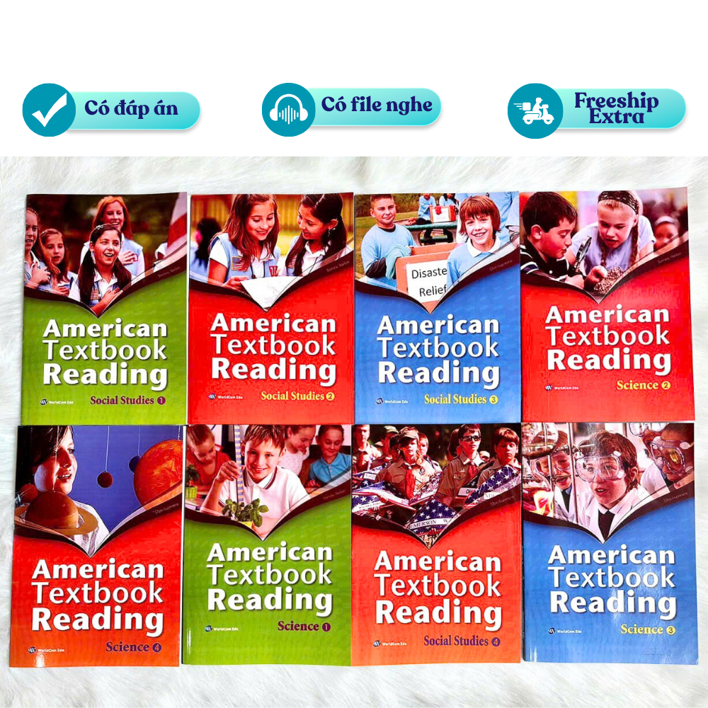 American Textbook Reading - Bộ 8 cuốn luyện đọc, Có bán lẻ - In màu - Có đáp án, file nghe