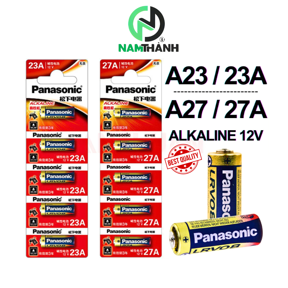 Pin Panasonic 23A/27A,pin alkaline A23/A27 12V,cho điều khiển cửa cuốn,chìa khóa điện, chuông cửa,ch