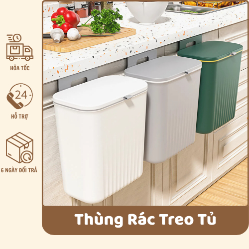 [RẺ VÔ ĐỊCH] Thùng Rác Treo Tủ Có Nắp Lật Thông Minh Đa Năng, Treo Tủ Bếp Nhà Vệ Sinh 12L - SN001