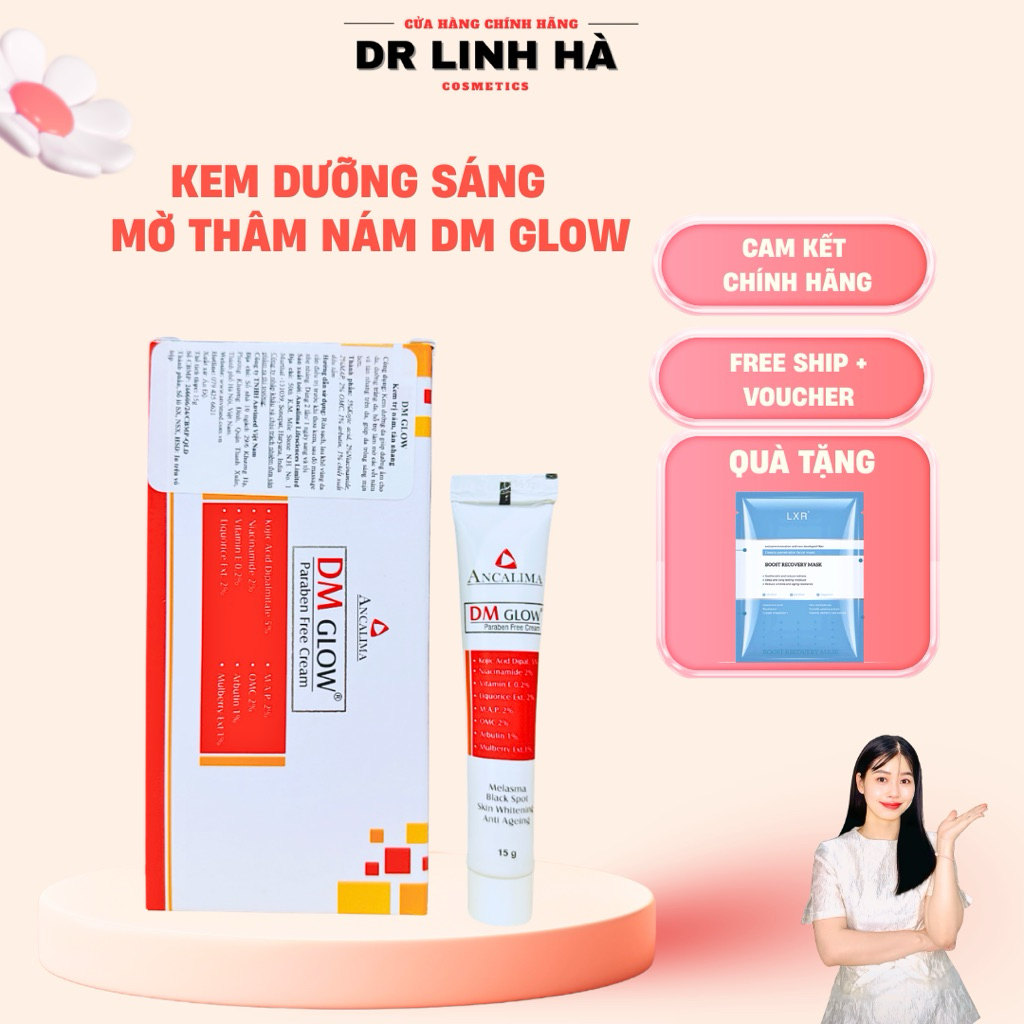 Kem dưỡng DM Glow Cream hỗ trợ mờ thâm nám đều màu da xỉn màu 15g Dr Linh Hà