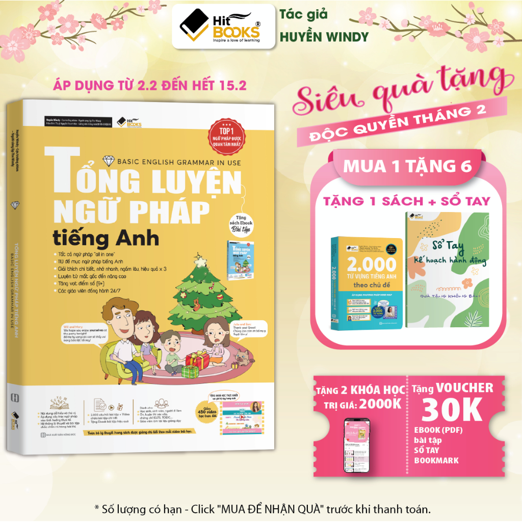 Sách - Tổng Luyện Ngữ Pháp Tiếng Anh Kèm Khoá Học Hitbooks - Tặng 2000 Từ Vựng Tiếng Anh