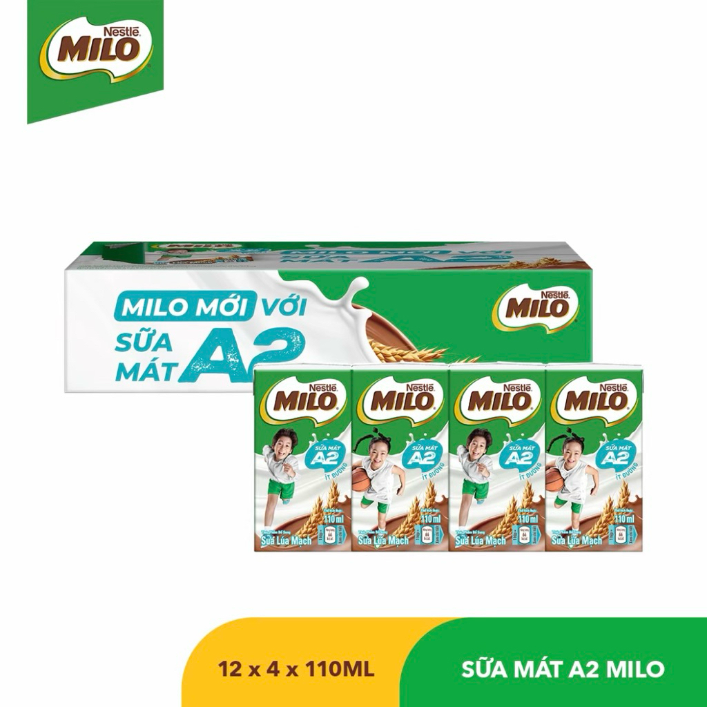 Sữa Mát Milo A2 110ML Cao Cấp Thơm Ngon Bé Thích (48Hộp x 110ML) DATE MỚI