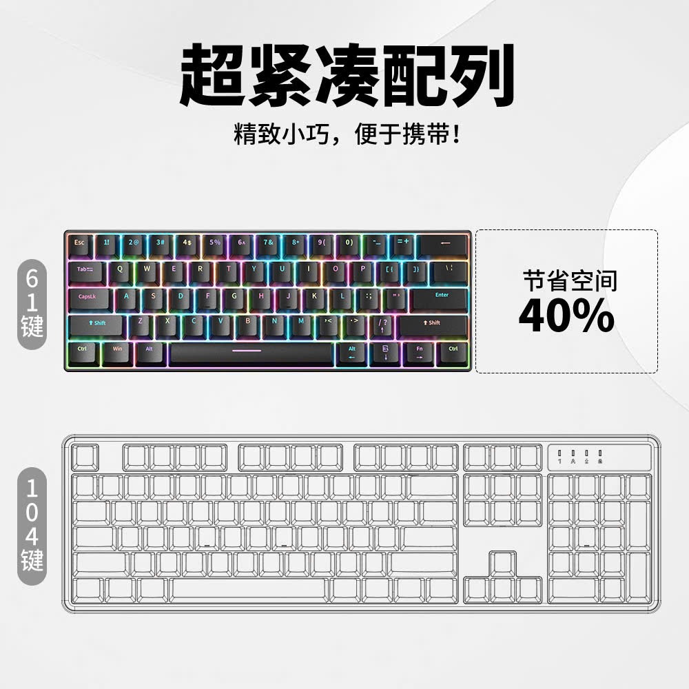 Bàn phím cơ Gaming Zifriend H61K LED RGB | 1 mode Typec | Stab đã được căn chỉnh sẵn | BigBuy360 - bigbuy360.vn