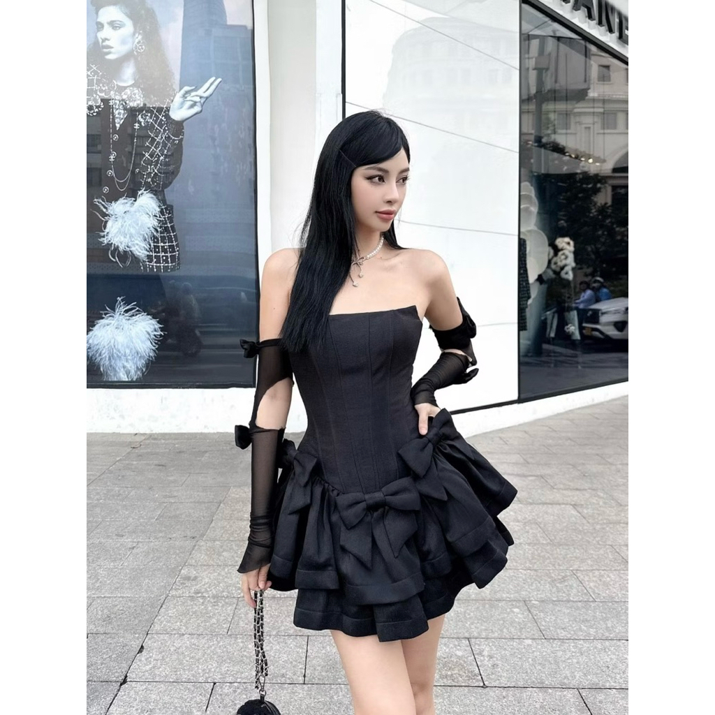 Pass thanh lý đầm cúp ngực Lsoul tặng vớ lưới nơ