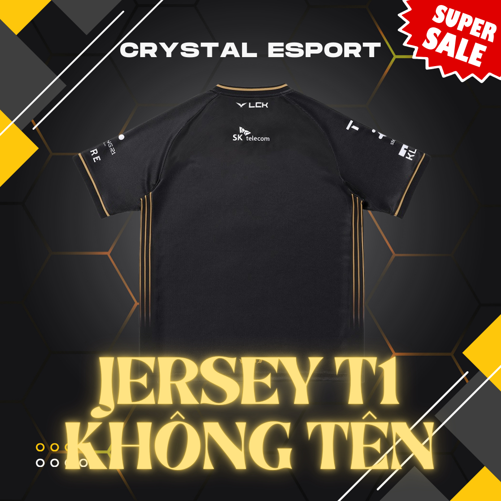 Áo thun T1 CKTG 2025 bản 5 sao CRYSTAL ESPORT kèm Name Tag tự ủi dễ dàng