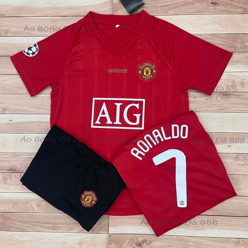 Bộ Quần Áo Bóng Đá Trẻ Em CLB Manchester United  2008, Áo Đá Banh Ronaldo - Vải Mè Thái Cao Cấp