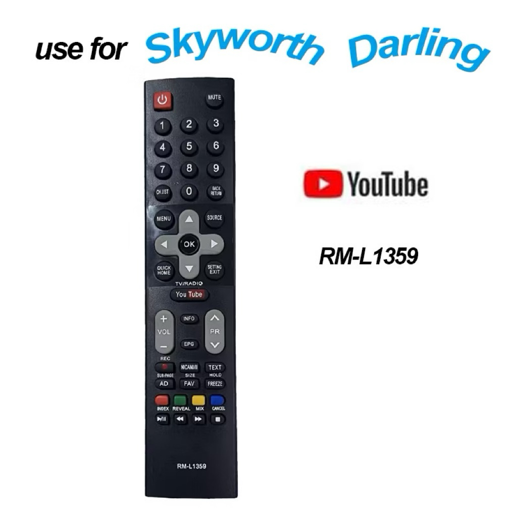 Remote Điều khiển tivi Skyworth RM-L1359 (nút Youtube) + kèm pin