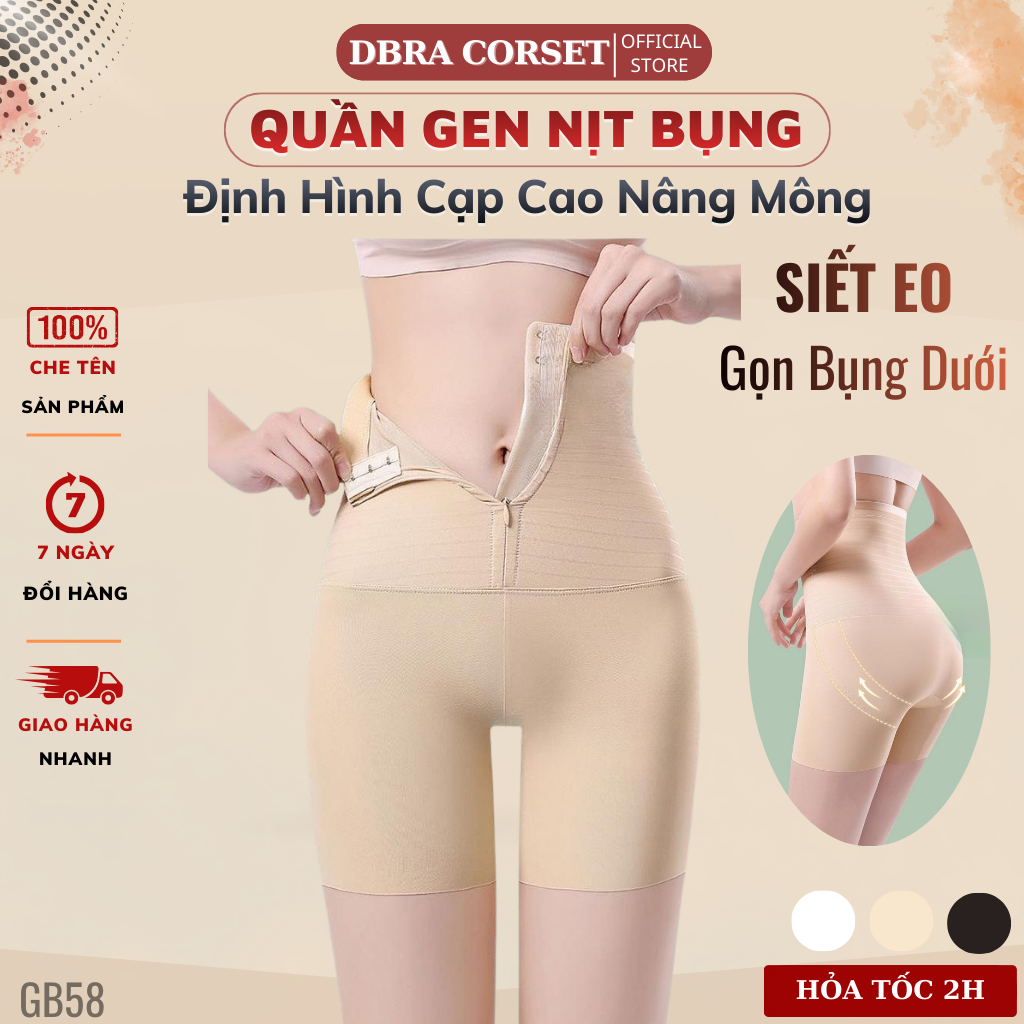 Quần Gen Nịt Bụng Siết Eo Chống Cuộn DBRA CORSET Có Khóa Kéo Và Mắc Cài GB.58