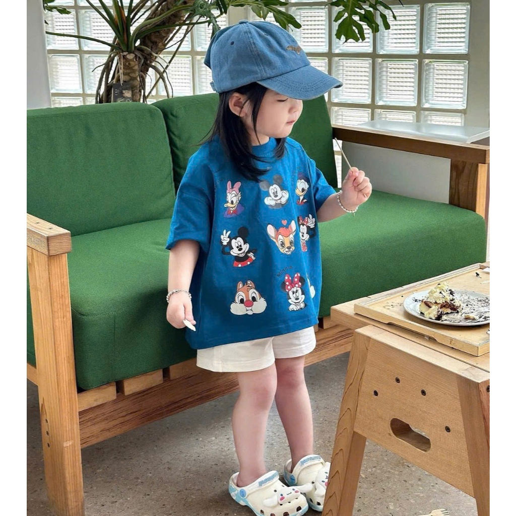 Sét bộ quần đùi áo phông bé gái ( HỌA TIẾT MICKY MÈO QC65 ) chất liệu cotton mềm mịn size 8-20kg M88