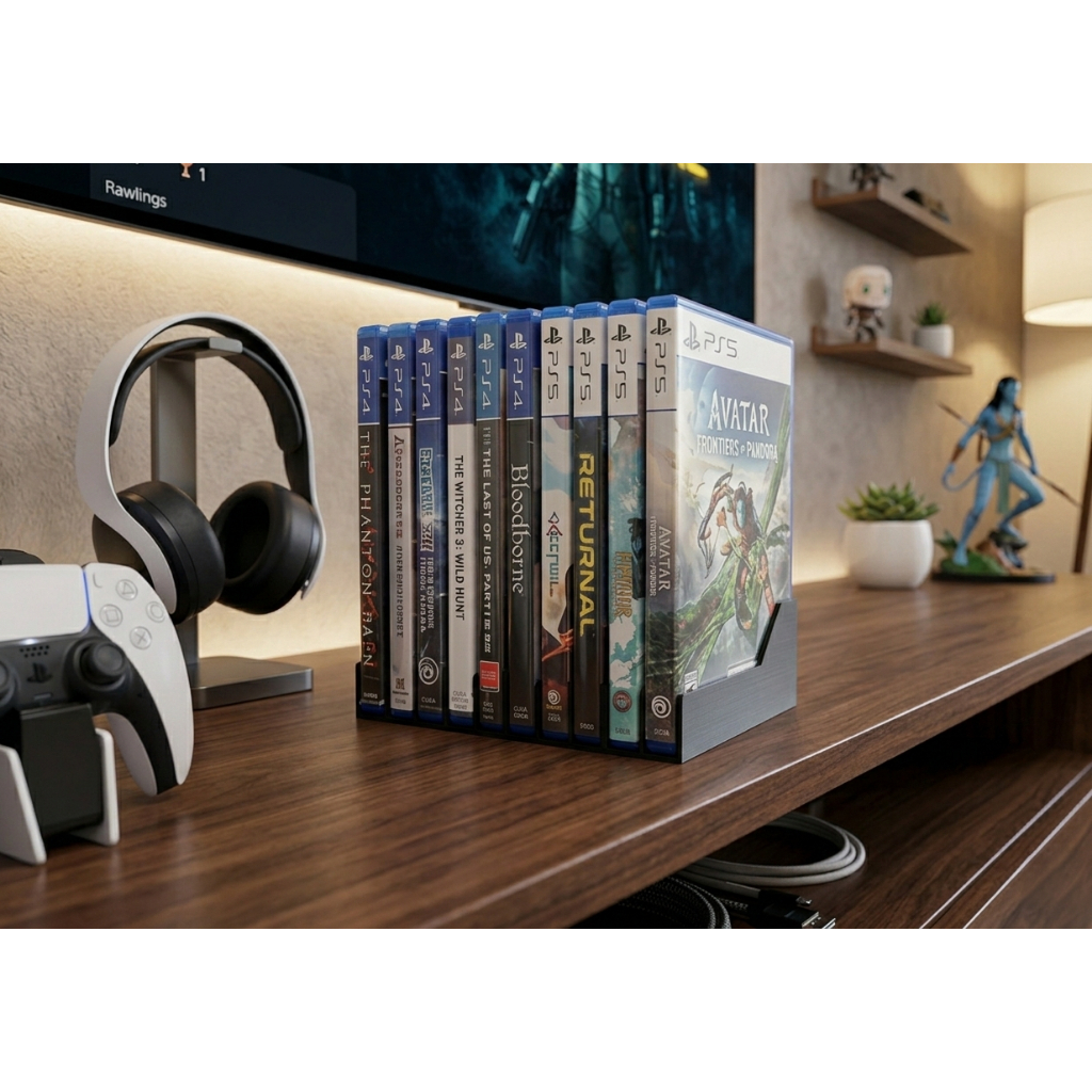 Kệ Đựng Đĩa Game PS4/PS5 – Giá Đỡ Đĩa Game 10/14 Slot Ngăn Nắp, Hiện Đại