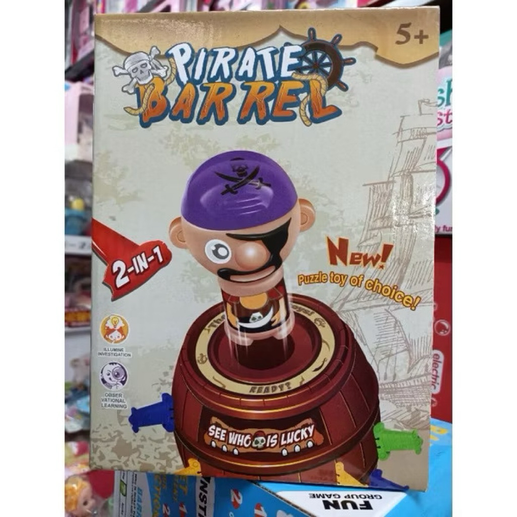 Trò Chơi Pirate Barrel Cắm Kiếm Bật Hải Tặc – Game Gia Đình Vui Nhộn 2–4 Người Chơi Cho Bé 3+ (Hộp L
