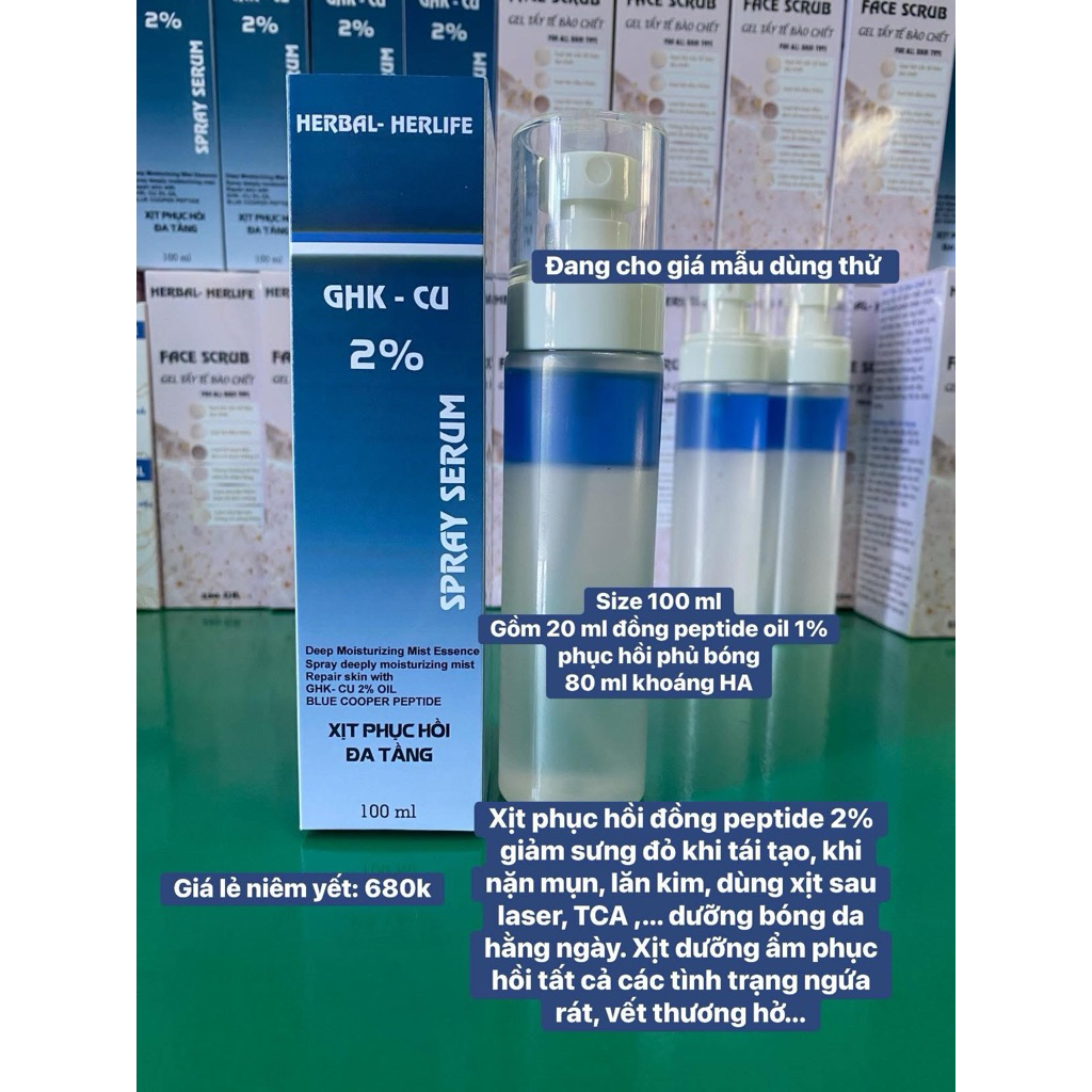 XỊT PHỤC HỒI GHK CU PEPTIDE 2% DUNG TÍCH 100 ML