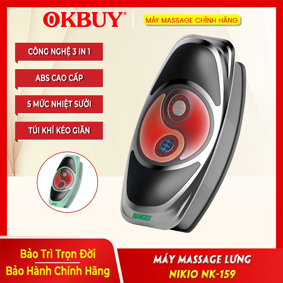Máy Massage Lưng Nikio NK-158 - Xanh Ngọc, Kích Thước 410x190x40mm, Pin Li-ion 1500mAh