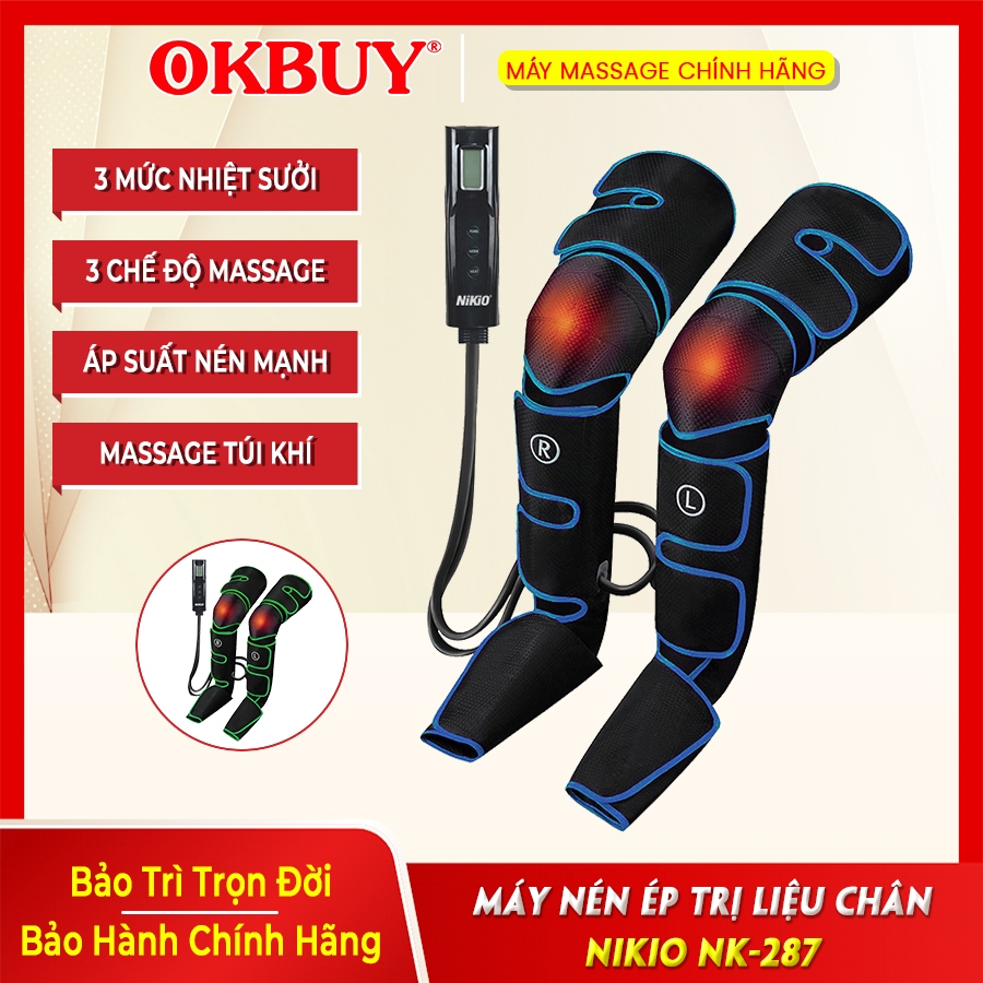 Máy massage chân áp suất khí Nikio NK-287 - Chườm nóng, cải thiện đau mỏi, suy giãn tĩnh mạch