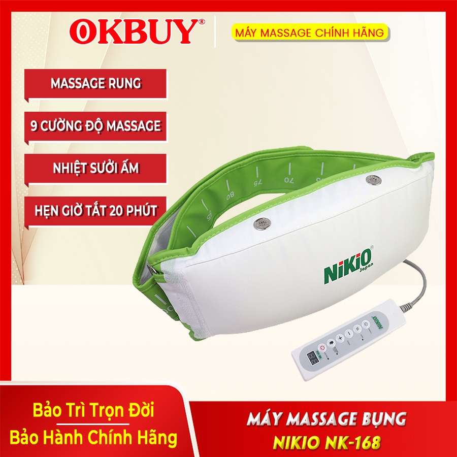 Đai massage bụng Nikio NK-168 – Massage rung kết hợp nhiệt nóng, hỗ trợ thư giãn bụng, săn chắc cơ