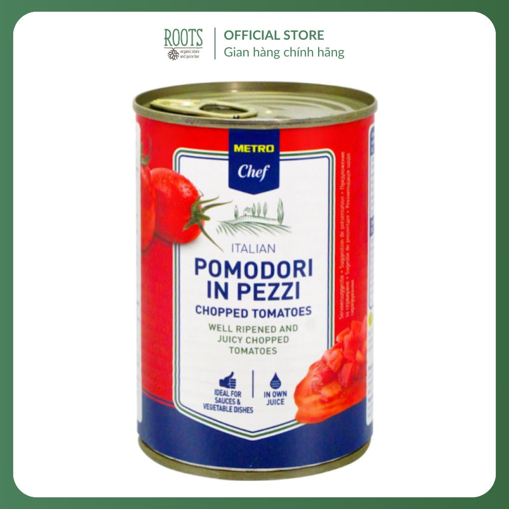(Ship hỏa tốc) METRO CHEF - Cà Chua Cắt Hạt Lựu, Italian Pomodori in Pezzi, Chopped Tomatoes (400g)