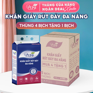 [Posy - Ngôi Sao Livestream] Thùng 4 Bịch Giấy Treo Tường Rút Đáy 1280 Tờ 4 Lớp - Nhận Quà Tại Live