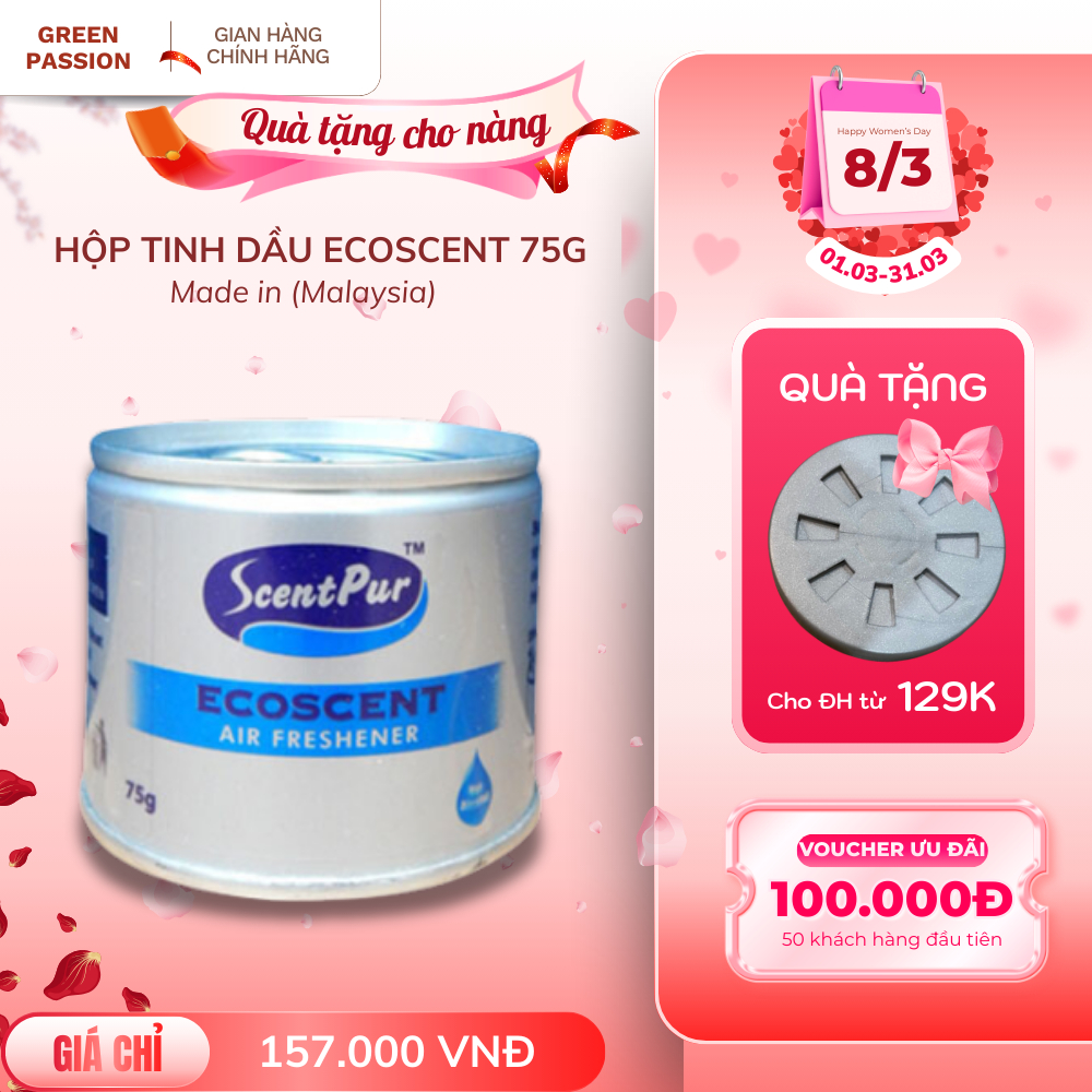 Hộp tinh dầu khuếch tán hương thơm 75g Scentpur khử mùi thơm lâu, mùi hương thơm mát, thư giãn