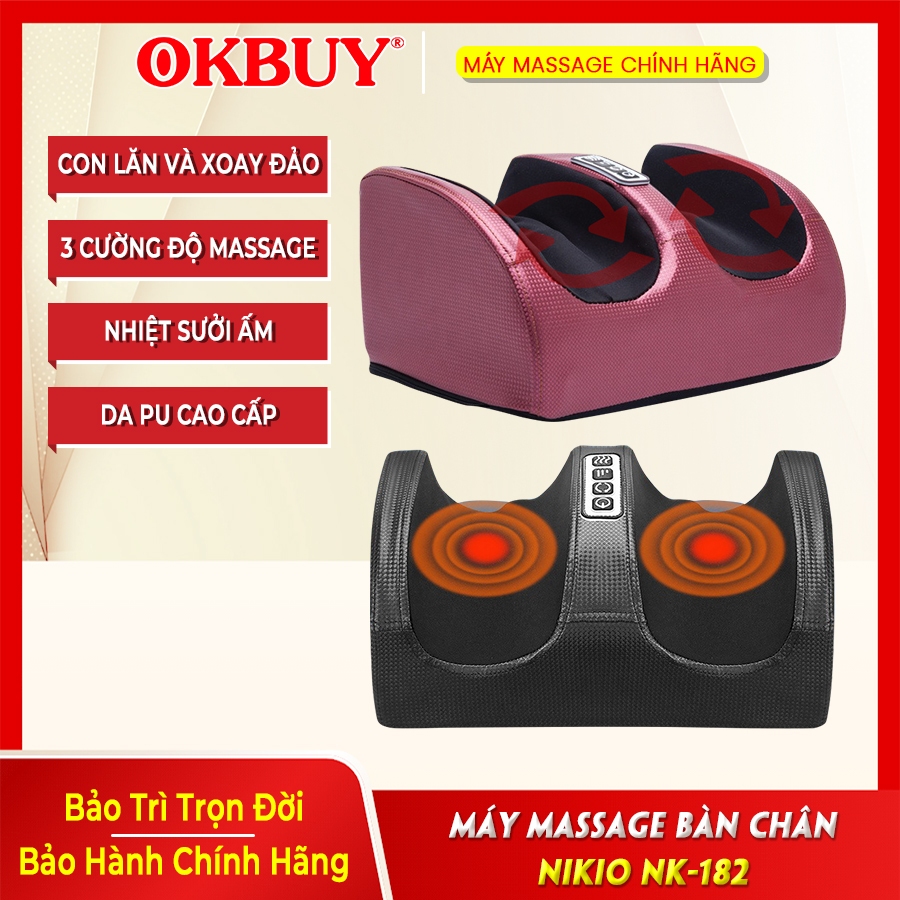 Máy massage bàn chân Nikio NK-182 - Con lăn xoa bóp, chườm nóng thư giãn, giảm đau mỏi chân