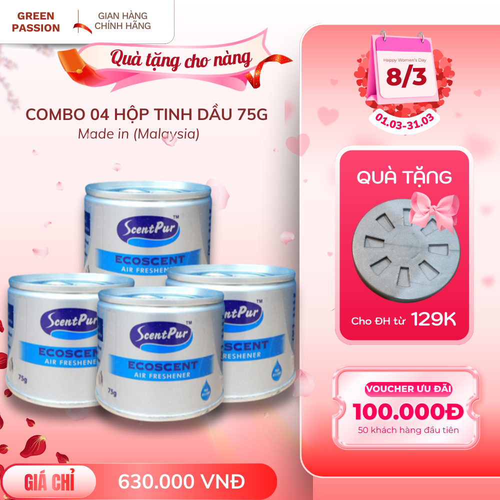COMBO 04 Tinh dầu ScentPur 75g thơm lâu, thanh lọc không khí - Hương thơm như Khách sạn, Cinema CGV