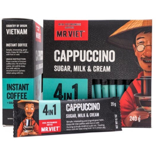 MR.VIET Cà Phê Hòa Tan Capuccino 4 trong 1 (MR.VIET 4 in1 Instant Coffee Cappuccino)