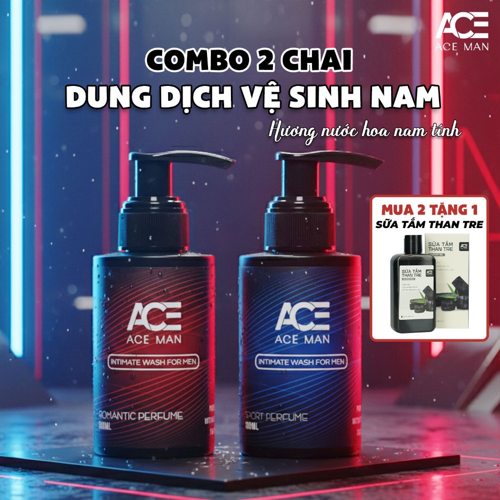 [TẶNG QUÀ] COMBO 2 chai dung dịch vệ sinh nam giới ACEMAN hương nước hoa 100ml/chai