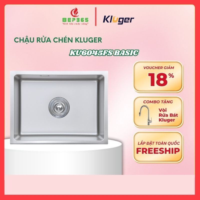 Chậu Rửa Bát Kluger KU6045FS Basic CUBE Series – Inox 304 Dày 1.2mm – Công nghệ ép khuôn liền khối