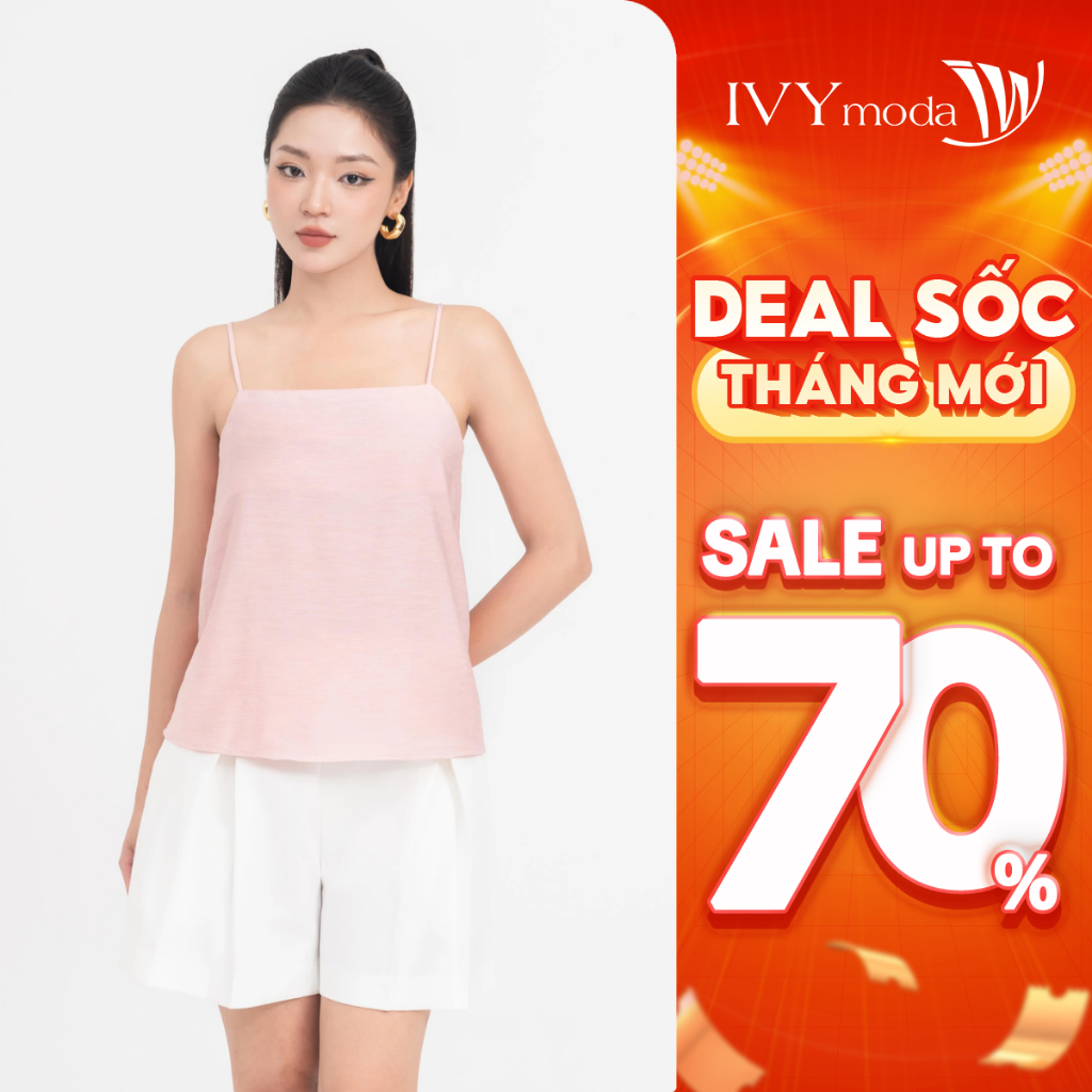Áo lụa 2 dây cổ vuông nữ IVY moda MS 12B9875