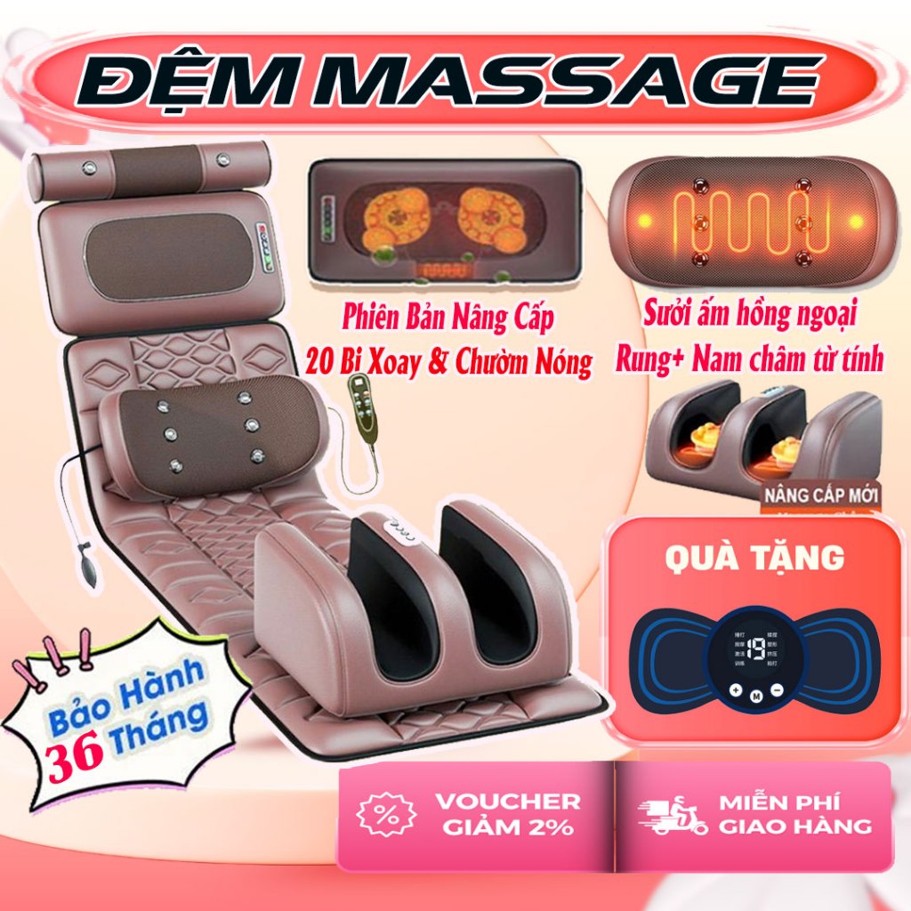 Đệm Massage Toàn Thân PRO Ghế Mát Xa Hồng Ngoại Xoa Bóp Giảm Đau Mỏi, gNệm massage phục hồi giảm đau nhức,