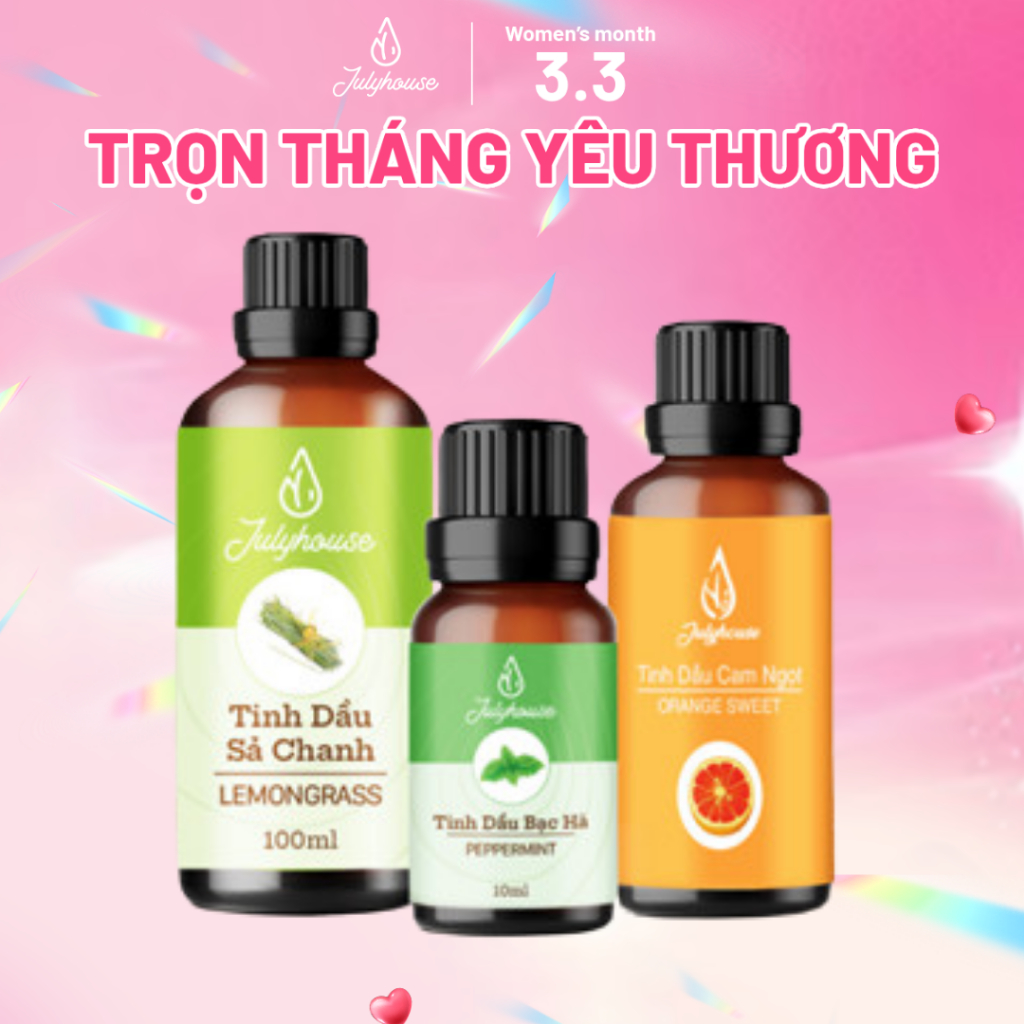 Tinh dầu sả chanh, bạc hà, cam ngọt, khuynh diệp thiên nhiên nguyên chất Julyhouse 30ml/50ml/100ml