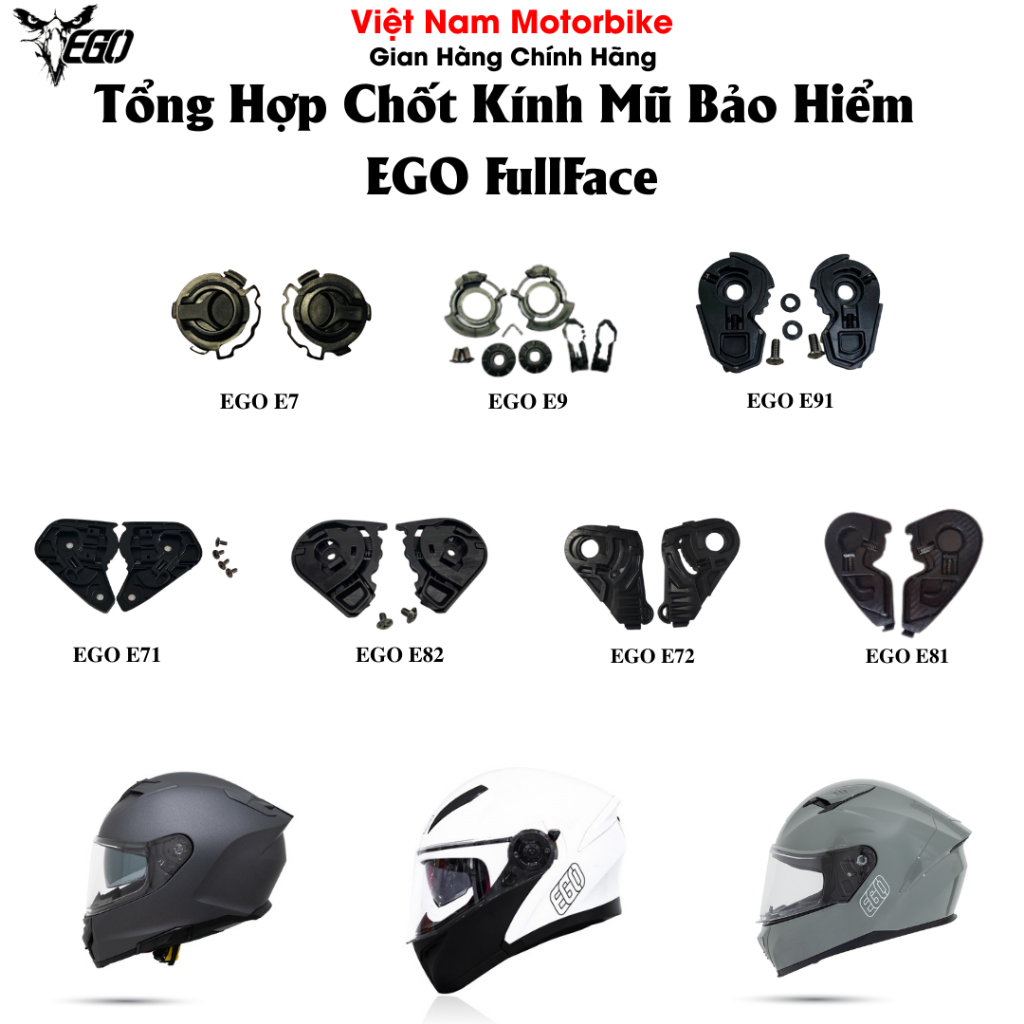 Chốt Kính Thay Thế Mũ Fullface Ego E7, E9, E71, E72, E81, E91 - Chăc Chắn, An Toàn (Không Gồm Mũ)
