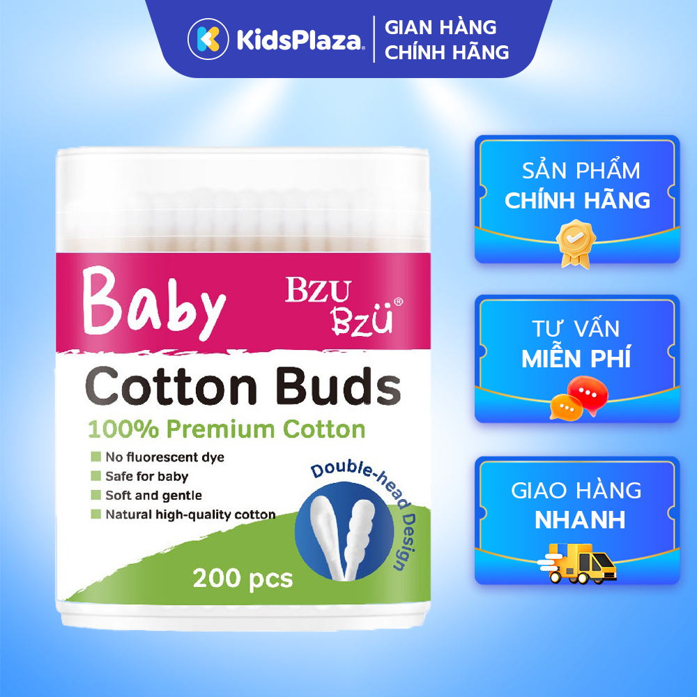 [M3] Tăm bông Bzu Bzu 200 que chính hãng Kids Plaza