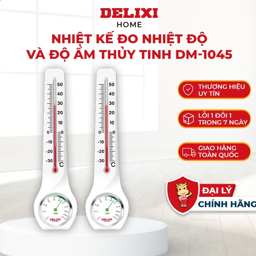 Nhiệt Ẩm Kế Cơ Học Delixi Electric DM-1045 Đo Nhiệt Độ Và Độ Ẩm Không Dùng Pin, Không Chứa Thủy Ngân