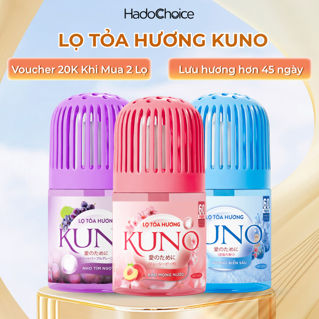 Lọ tỏa hương KUNO hương thơm tự nhiên, Lọ thơm phòng khử mùi 360 độ thế hệ mới thơm lâu 45 ngày