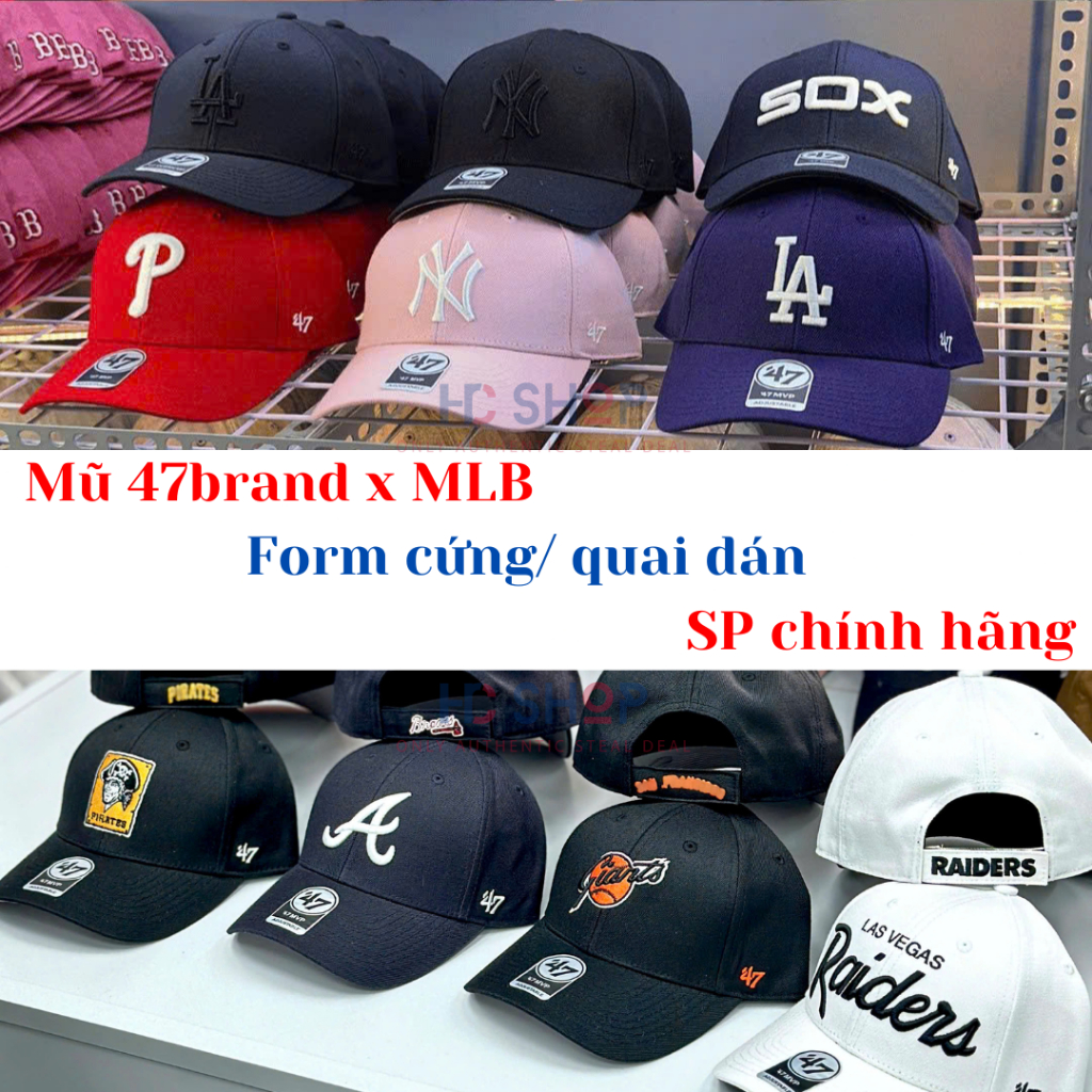 [Chính hãng] Nón/ Mũ lưỡi trai 47brand x MLB form cứng , notag giấy bao check store, unisex, quai dá
