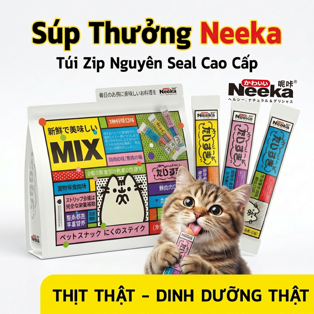 [Hỏa Tốc] Combo 300 thanh (Date Mới) Súp Thưởng  Neeka  – Túi Zip Nguyên Seal Cao Cấp – Mix Vị 12g