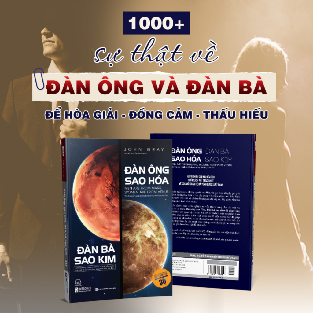 Sách Đàn Ông Sao Hỏa Đàn Bà Sao Kim - Thấu Hiểu Phụ Nữ Đàn Ông Hay, Giữ Hạnh Phúc Gia Đình, Tình Yêu