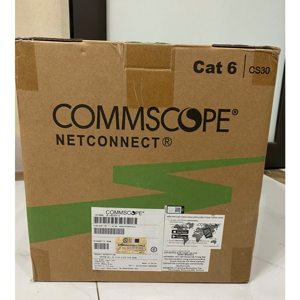 Cáp mạng Cat6 UTP COMMSCOPE mã 1427254-6 hàng chuẩn chính hãng