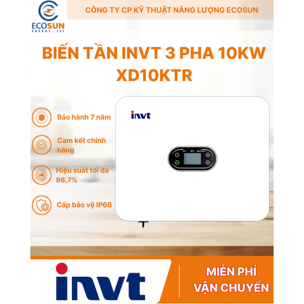 [Gói hỗ trợ kỹ thuật, lắp đặt] Hybrid Inverter INVT XD10KTR 10kW 3 pha, Biến tần INVT10kW Chính hãng