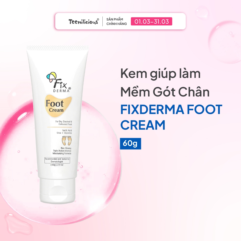 [Teenilicious & Fixderma] Kem Mềm Gót Chân Fixderma Foot Cream 60g Giúp Dưỡng Ẩm, Giảm Nứt Nẻ Da Châ