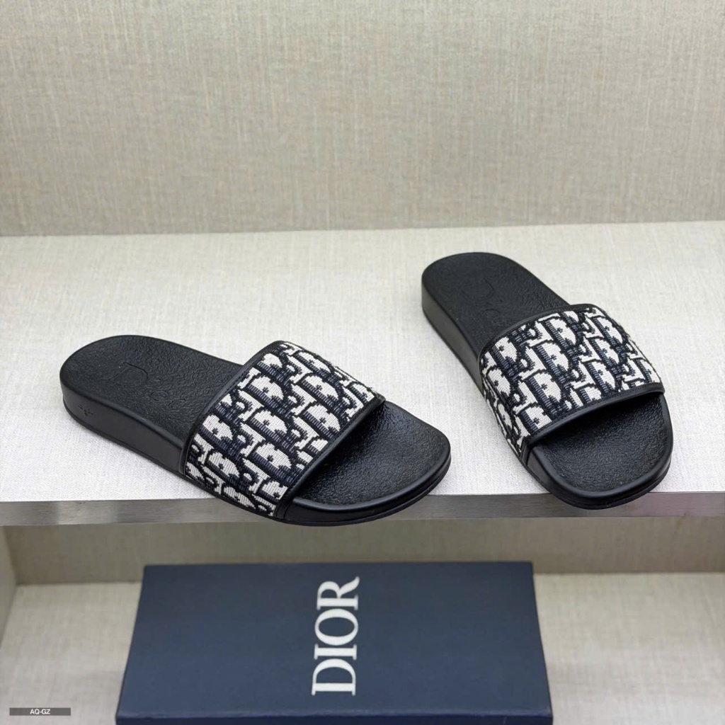 Dép Quai Ngang Dior Oblique Đen Trắng Cao Cấp