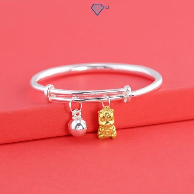 Lắc bạc cho bé khắc tên charm ngựa mạ vàng dễ thương có chuông LTT0228 - Trang Sức TNJ