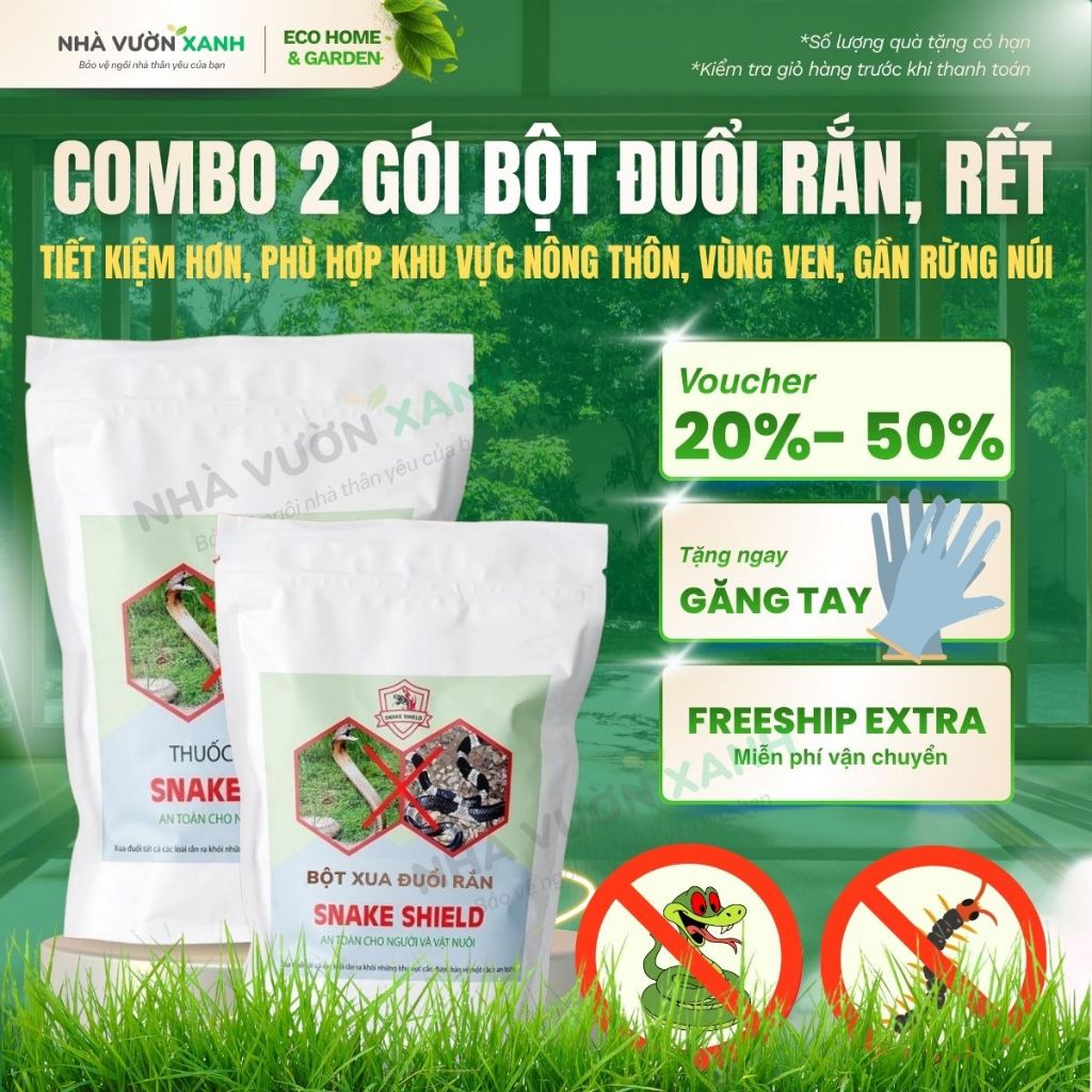 [COMBO 2 GÓI RẺ HƠN] Bột Đuổi Rắn Snake Shield 500g | Hiệu Quả 100% – An Toàn Cho Người & Vật Nuôi