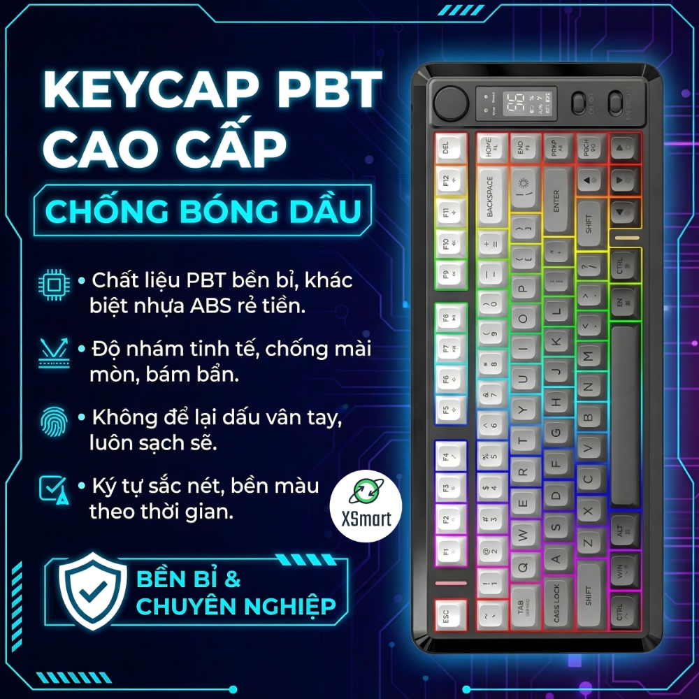 Bộ Bàn Phím Và Chuột Không Dây Bluetooth FreeWolf M75 LED Có Màn Hình, Pin Sạc Keycap PBT Cho Pc Lap | BigBuy360 - bigbuy360.vn