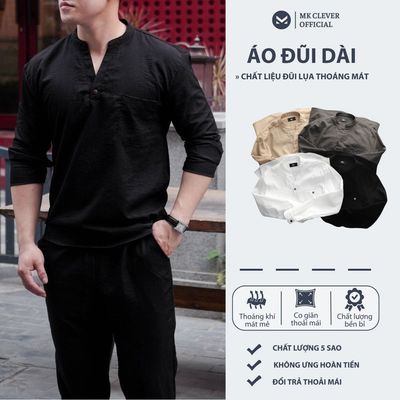 Áo Sơ Mi Đũi Nam Cổ Tàu MK CLEVER Chất Đũi mềm mại dày dặn, thoáng mát, thích hợp cho mọi dịp