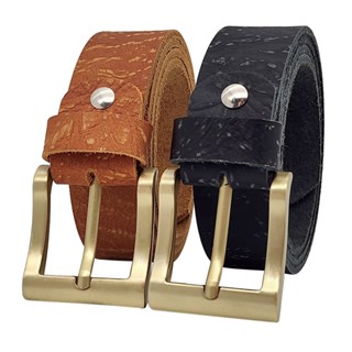 [130cm][Tặng đục] Thắt lưng nam da bò thật bản thô DHM-242 | Khoá kim nguyên khối màu đồng đẹp rẻ | Bảo hành 12 tháng