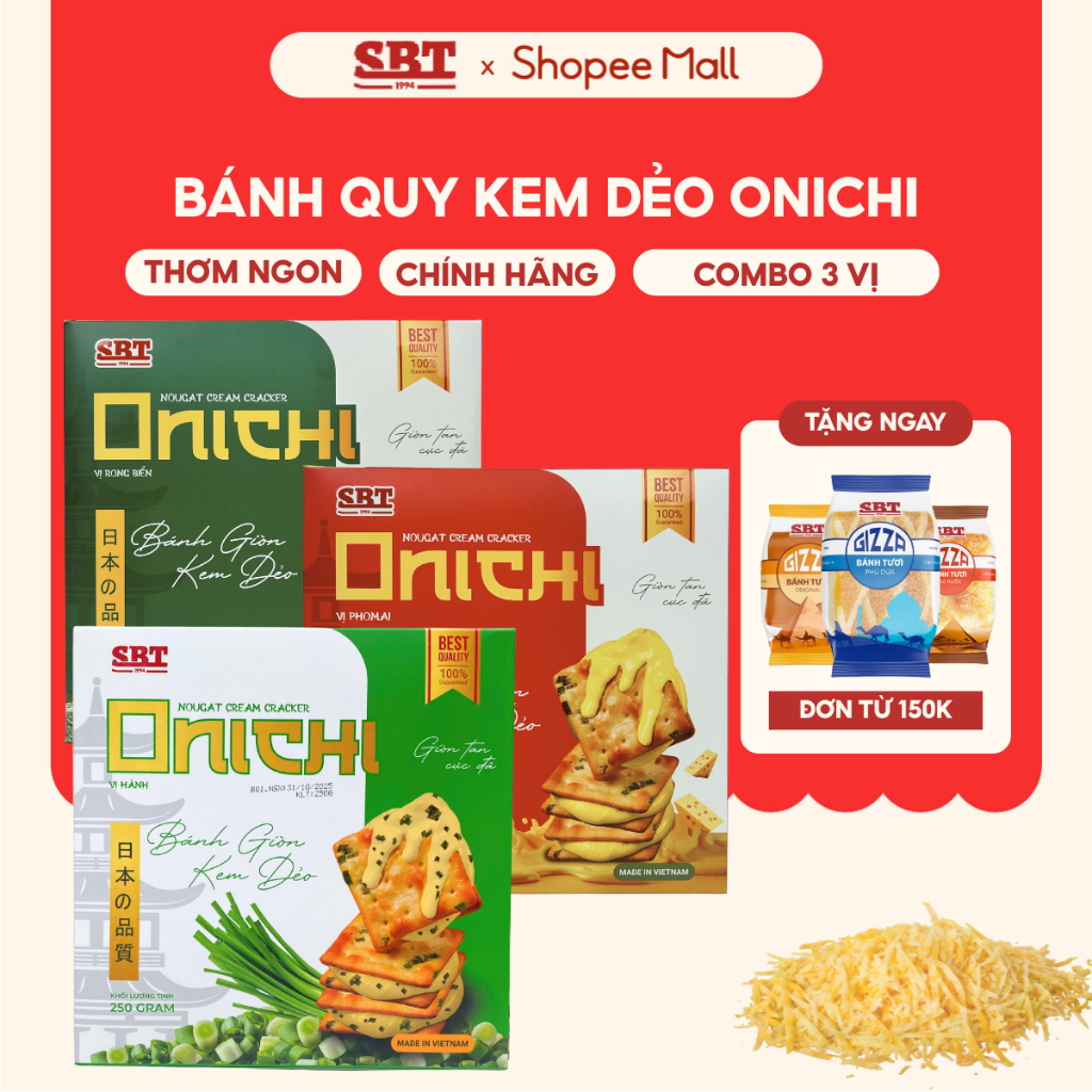 Bánh Quy Giòn Kem Dẻo ONICHI SBT Vị Rong Biển, Phô Mai, Thơm Ngon, Giòn Rụm