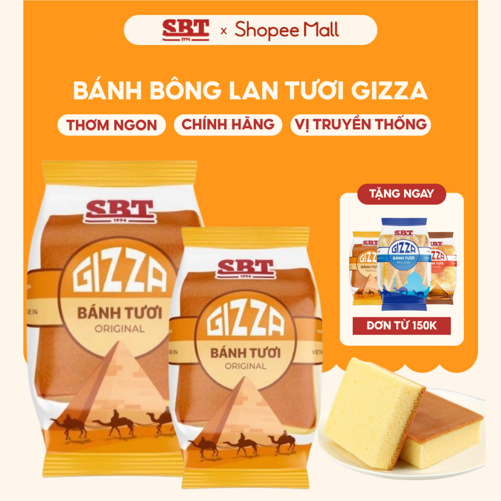 Bánh Bông Lan Tươi Gizza Original SBT Thơm Ngon, Bổ Sung Dinh Dưỡng Cho Bữa Sáng, Bữa Phụ, Ăn Vặt