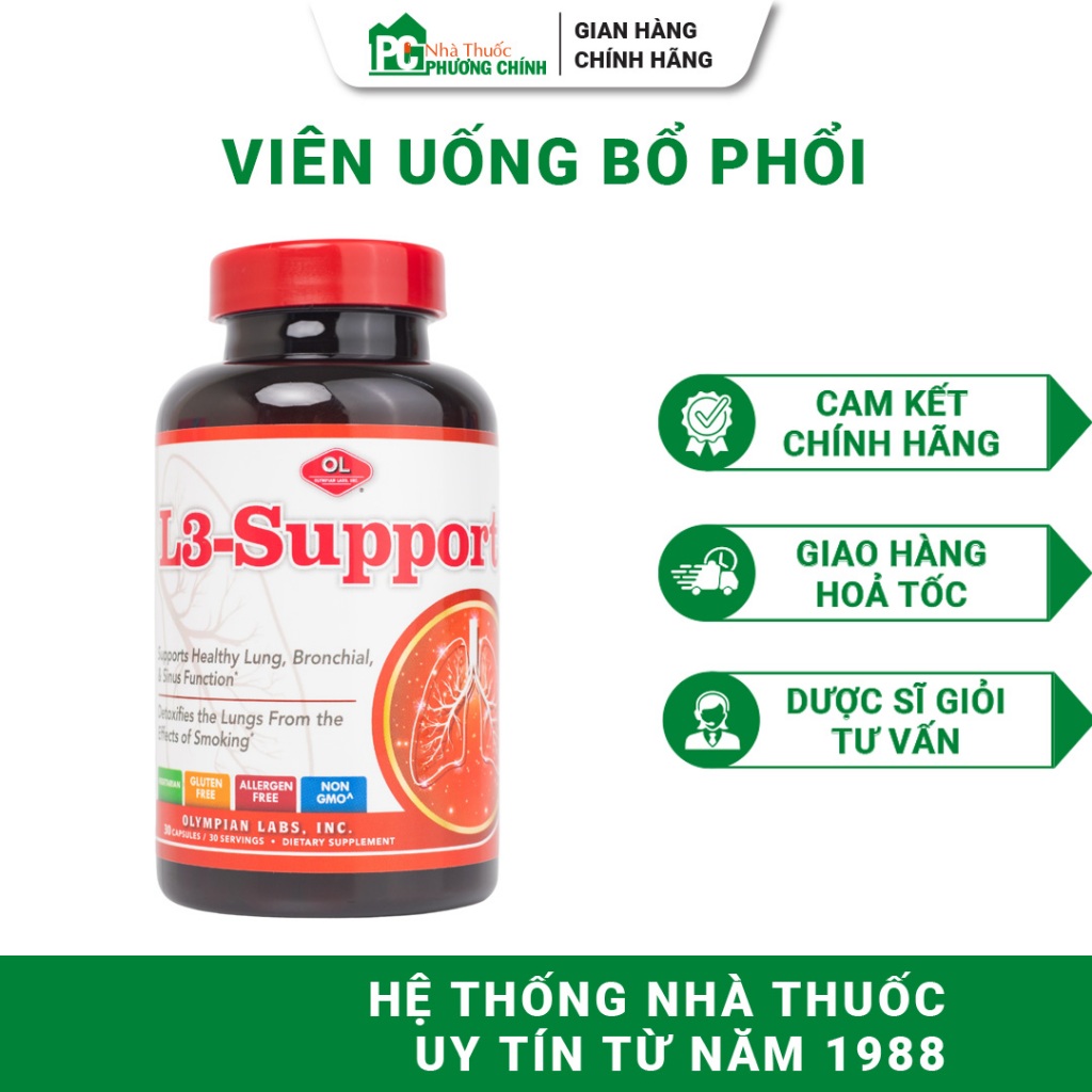 Viên Uống Bổ Phổi Olympian Labs L3 Support - Hỗ Trợ Bổ Phổi & Phế Quản 30 Viên/Hộp